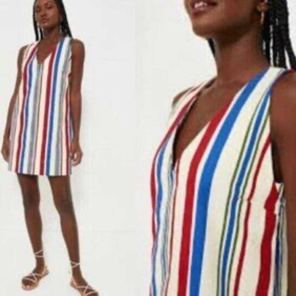 Pomander Place L Americana Stripe Kira Mini Dress Preppy Coastal Pockets Stripes - Picture 9 of 13